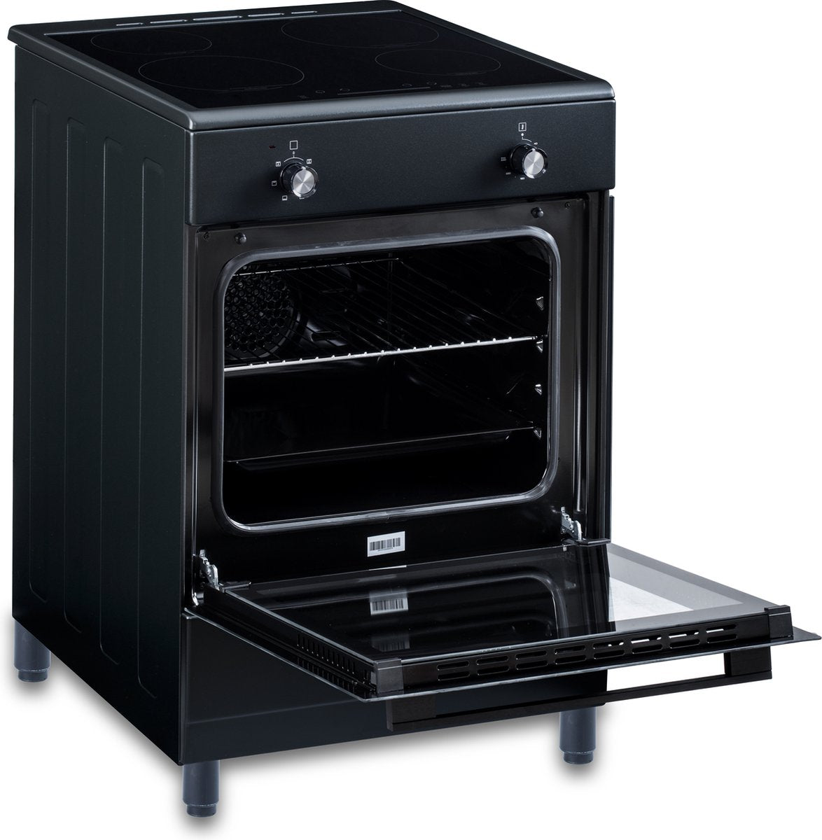 EVCK6210 Everglades zwart keramisch fornuis met open oven deur