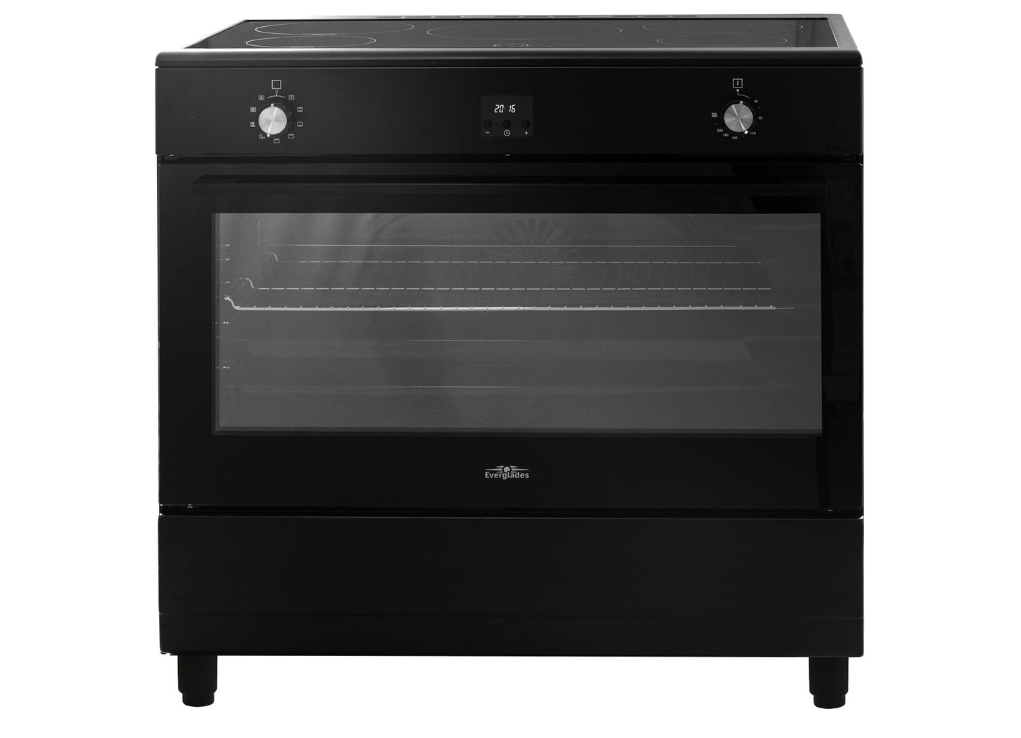 Zwarte EVCK9225 Everglades elektrische fornuis met oven en glazen deur