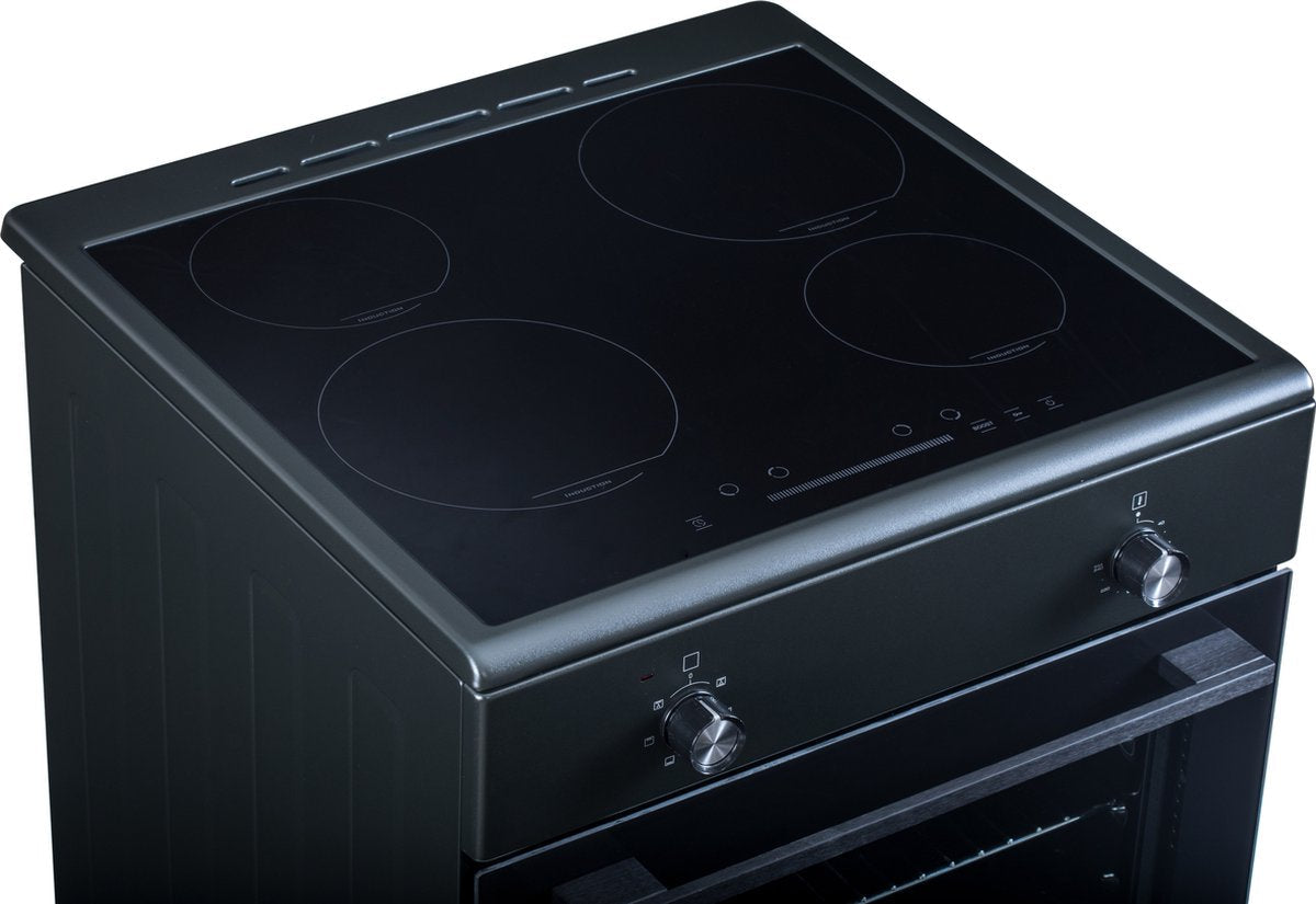 zwarte EVCK6210 Everglades keramische kookplaat met oven van voren gezien