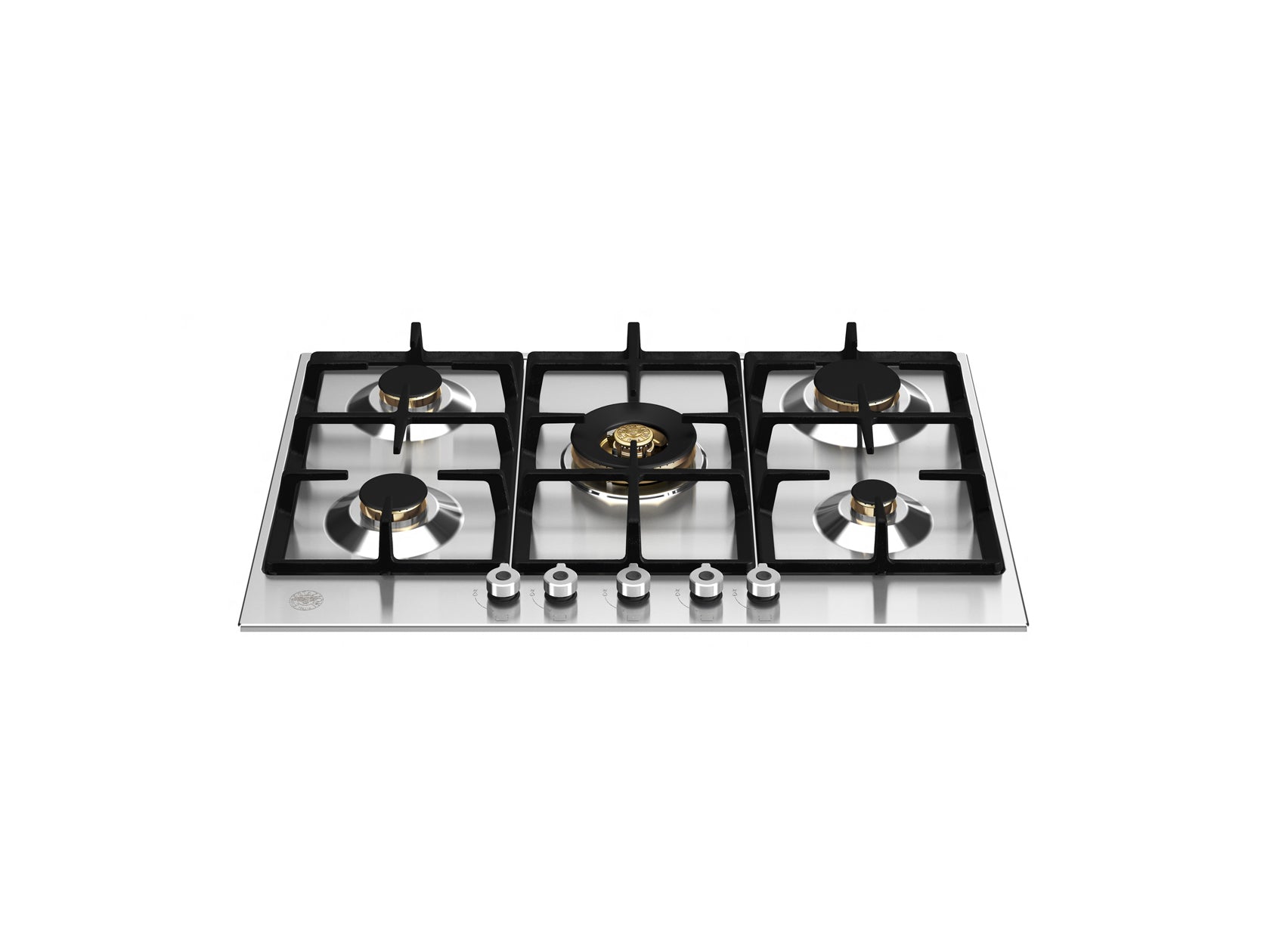 Bertazzoni Professional Serie 75cm gaskookplaat roestvrij staal met 5 branders en gietijzeren pannendrager