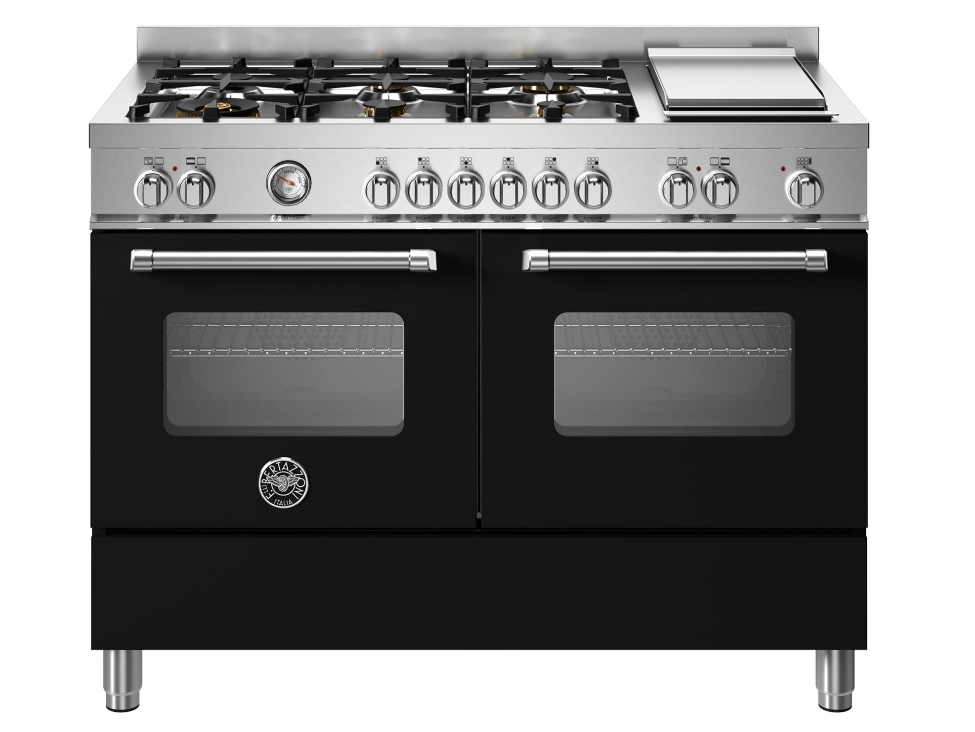 MAS126G2ENET Bertazzoni 120 cm stainless steel range cooker with dual ovens and teppan-yaki grill
