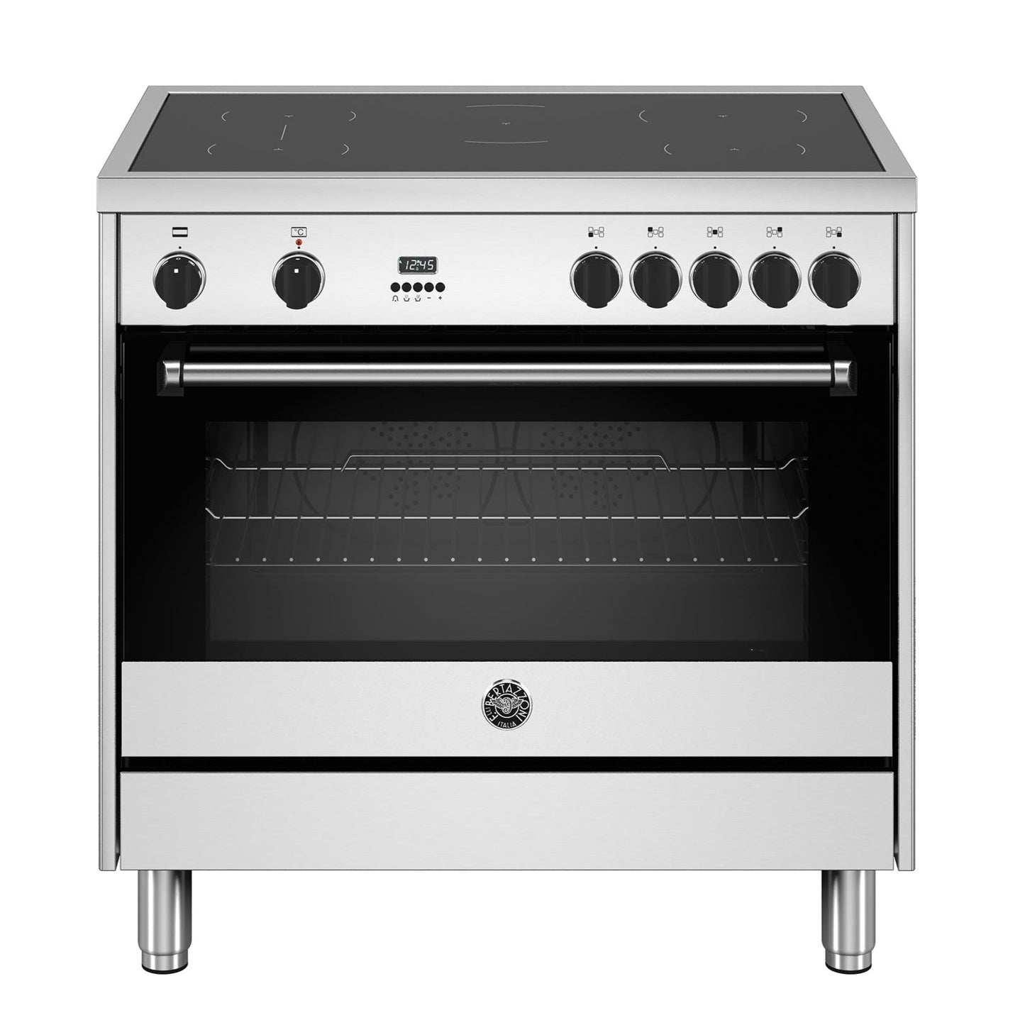 BERTAZZONI roestvrijstalen fornuis met 5 inductiezones en multifunctionele elektrische oven
