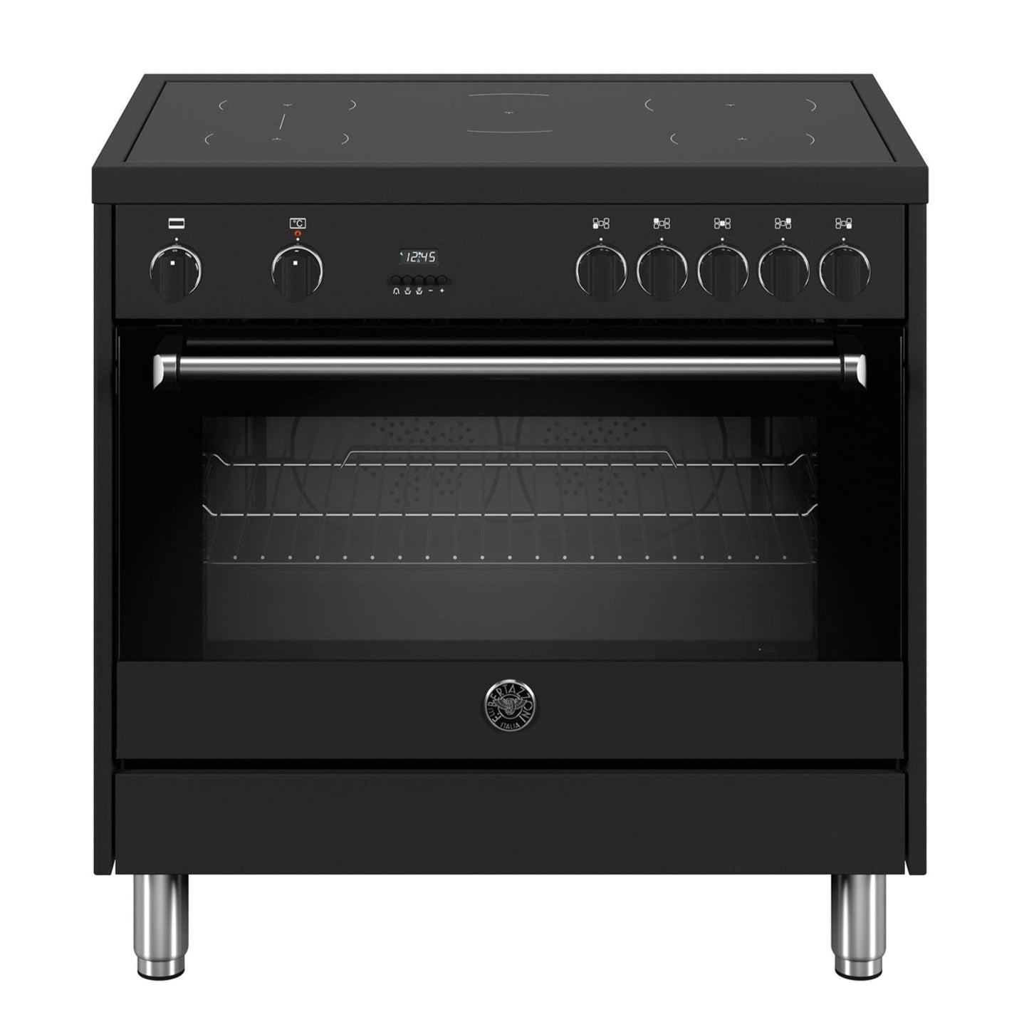 MPL95I1ENNV BERTAZZONI vrijstaand zwart fornuis met oven en kookplaten