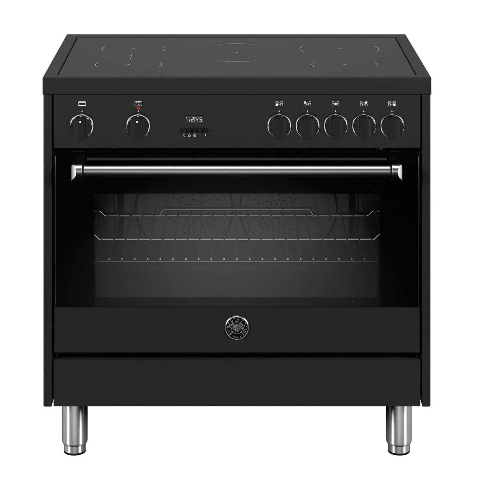 MPL95I1ENNV BERTAZZONI vrijstaand zwart fornuis met oven en kookplaten