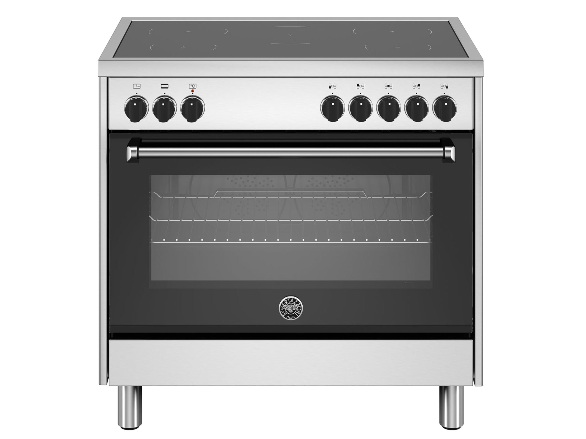 BERTAZZONI MPL95i1EXE roestvrijstalen fornuis met 5 inductiezones en grote elektrische oven energieklasse A