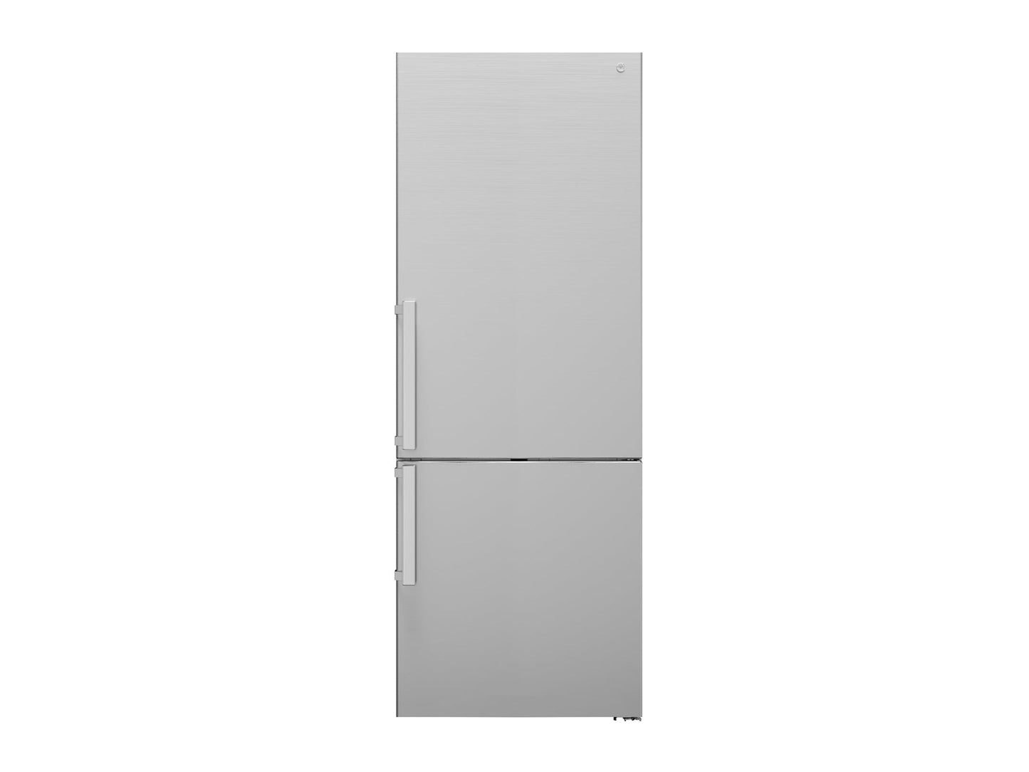 Freestanding BERTAZZONI RBM70F4FXNC fridge-freezer, 70cm wide, 481L capacity, stainless steel.