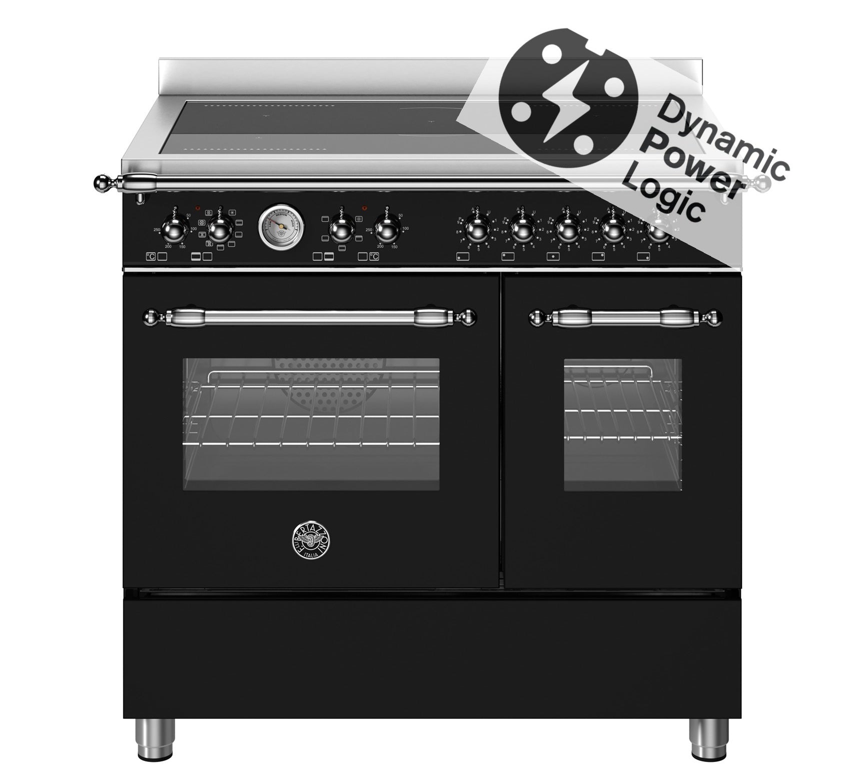 Bertazzoni HER95IENEC2 fornuis met dubbele oven, inductiekookplaat en Dynamic Power Logic functioneel vermogenbeheer