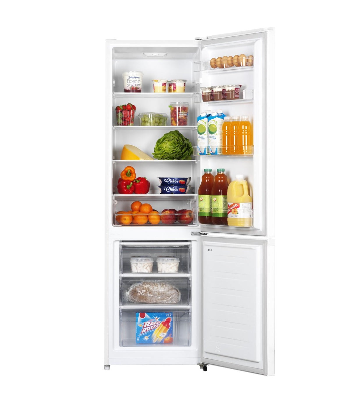 koel-vriescombinatie EDY EDHC8084 met 269 liter capaciteit en geïntegreerde handvatten