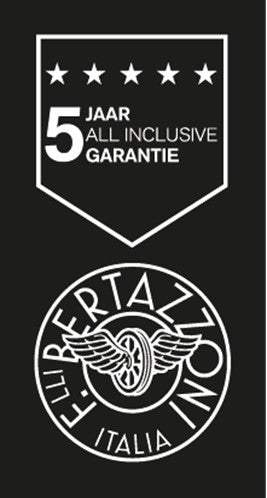 5 jaar all inclusive garantie Bertazzoni combi magnetron inbouw zwart glas logo