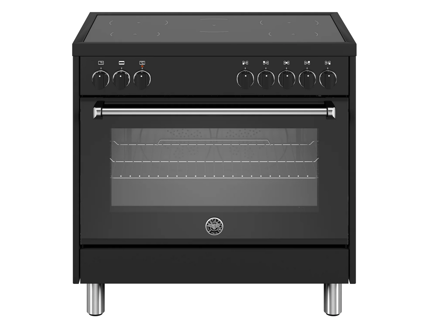 MPL95i1ENNE BERTAZZONI black induction oven with 5 zones and digital controls.