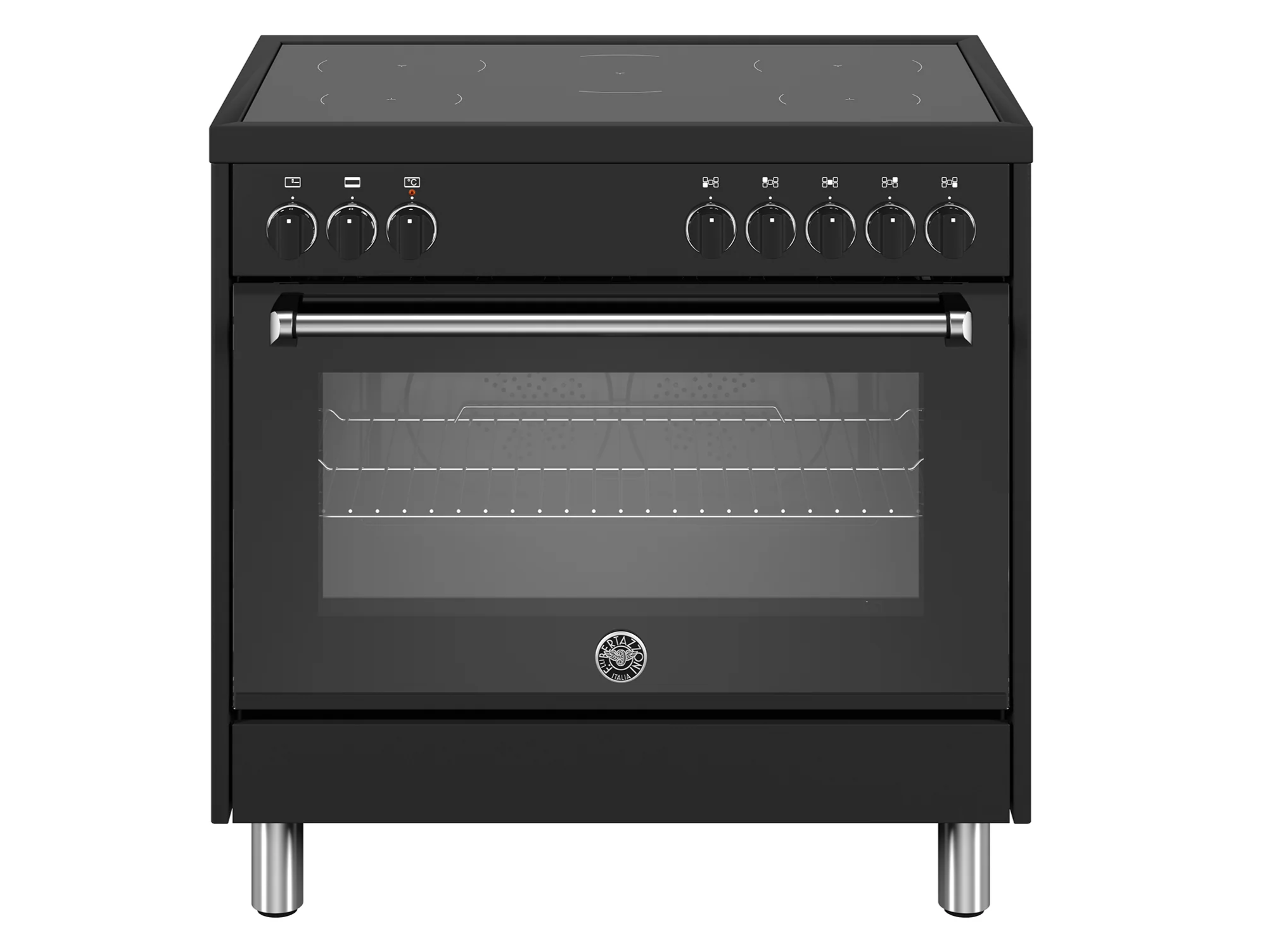 MPL95i1ENNE BERTAZZONI black induction oven with 5 zones and digital controls.