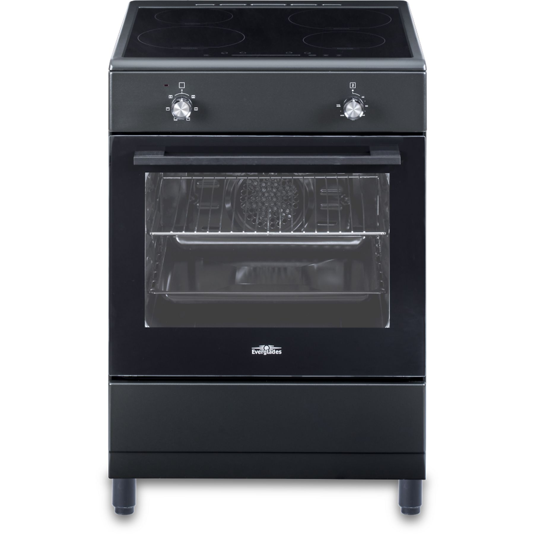 EVCK6210 Everglades vrijstaande elektrische oven met keramische kookplaat zwart
