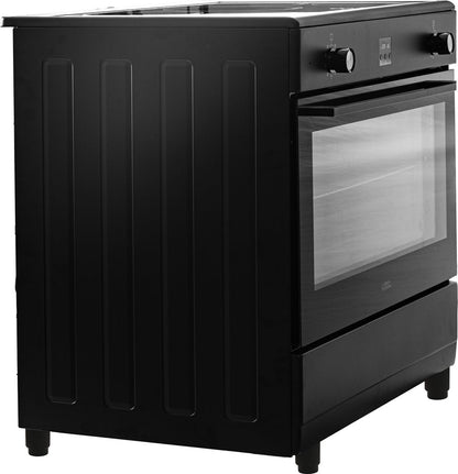 zwarte EVCK9225 Everglades elektrische fornuis met oven en bedieningsknoppen