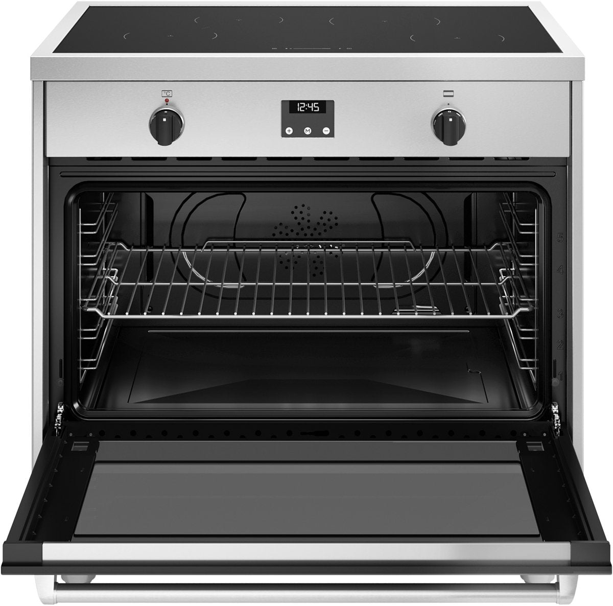 Bertazzoni MPL94IT1EXE inductiefornuis in RVS met Italiaanse design en multifunctionele oven