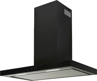 Zwarte EVCH9845B Everglades afzuigkap met moderne design en LED-verlichting