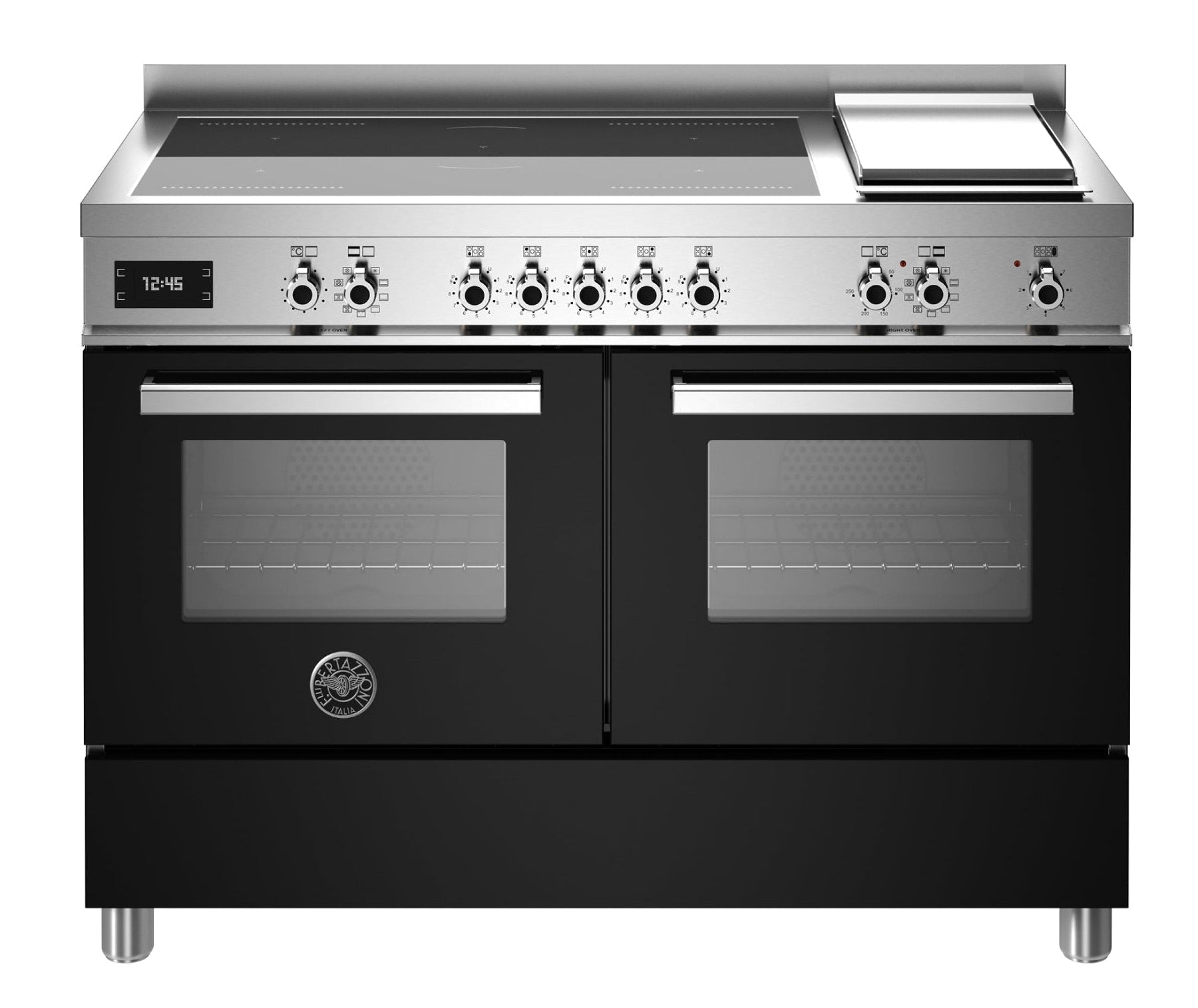 Italiaans topdesign Bertazzoni PRO125I2ENET inductiefornuis met roestvrij staal en vijf kookzones