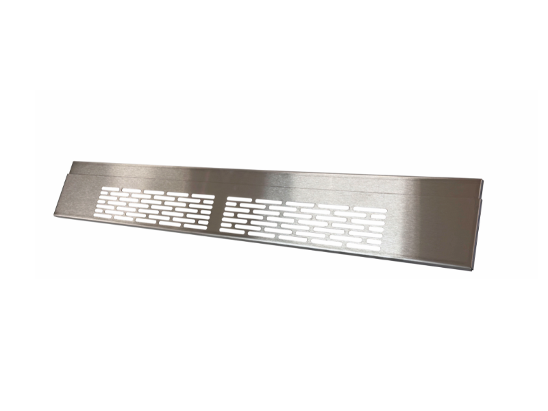 Adjustable height stainless steel plinth PL90X Bertazzoni with ventilation slots for Topline PRO, MAS, HER, and Air-Tec models