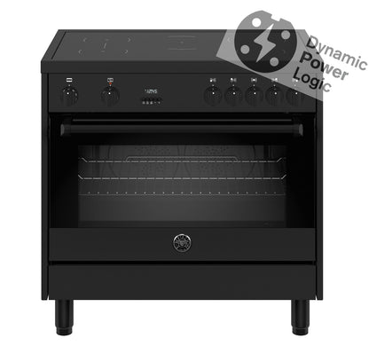 Zwart fornuis MPL95I1ETNV met 5 inductiezones en multifunctionele oven met energieklasse A