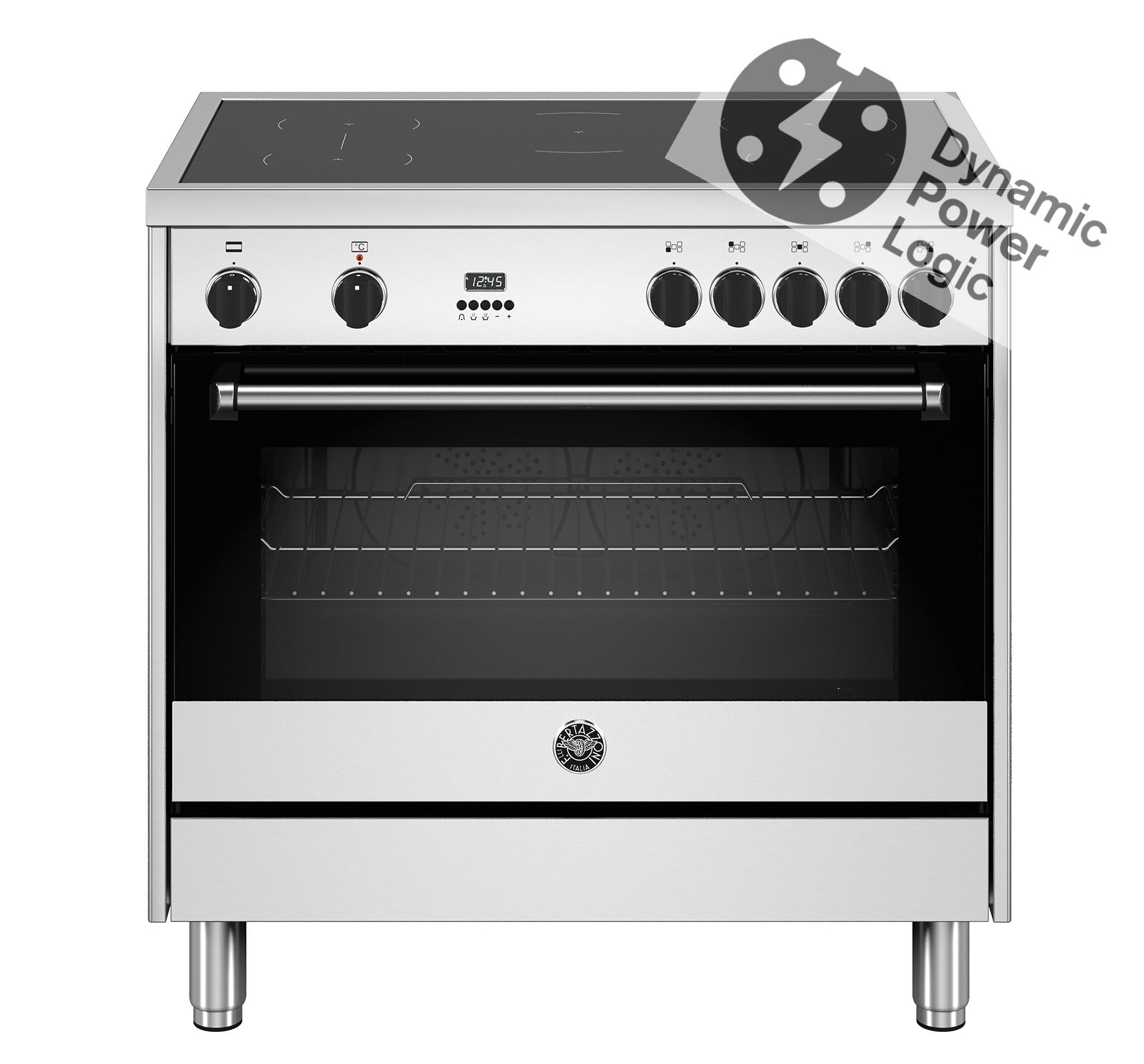 Bertazzoni inductie fornuis met 5 kookzones en multifunctionele oven in RVS ontwerp