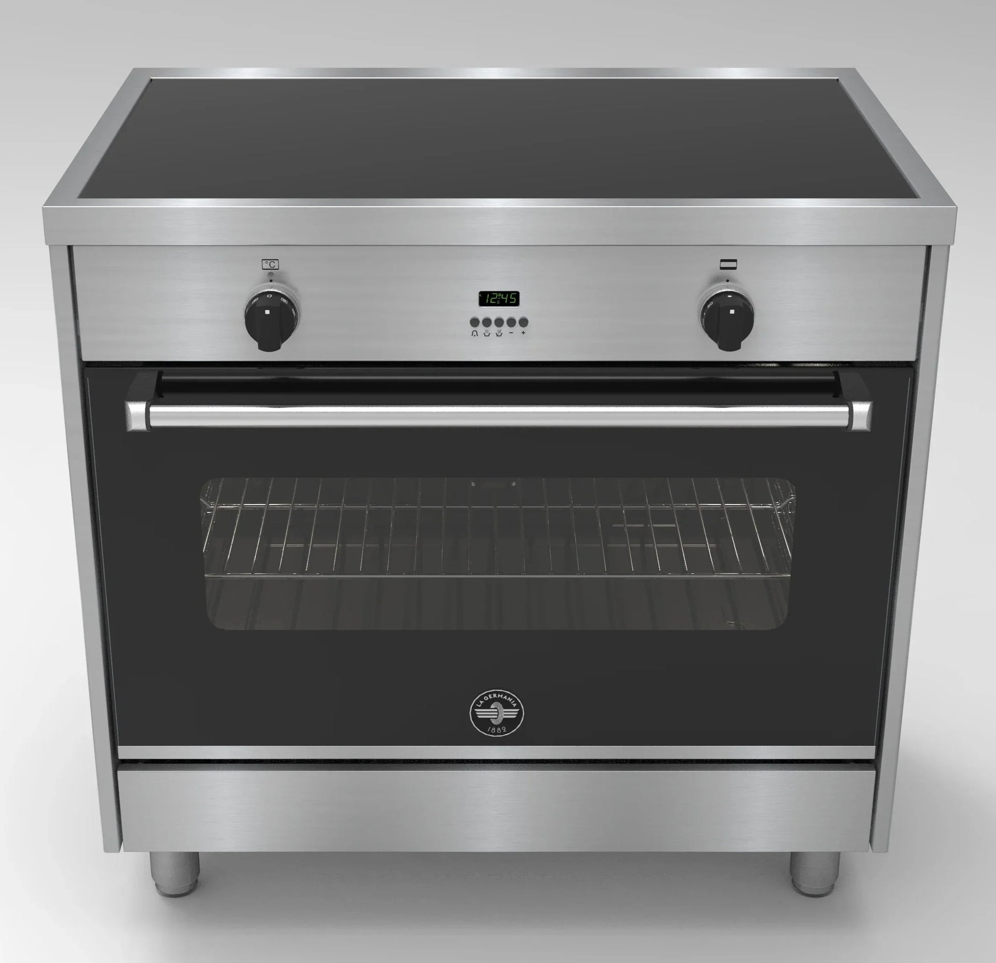 hoogwaardig inductie fornuis van la germania in roestvrij staal met 4 kookzones en multifunctionele oven