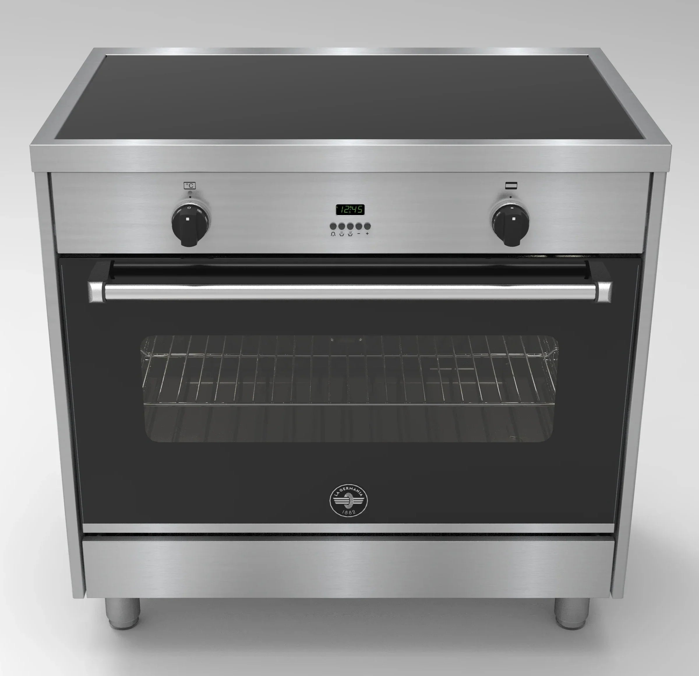 hoogwaardig inductie fornuis van la germania in roestvrij staal met 4 kookzones en multifunctionele oven